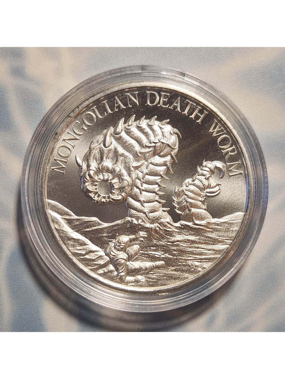 MONGOLIAN DEATH WORM CryptoZoology 1 oz .999 Fine Silver Bullion NEW in Capsule!